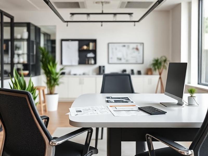 Clean office workspace with car buying documents